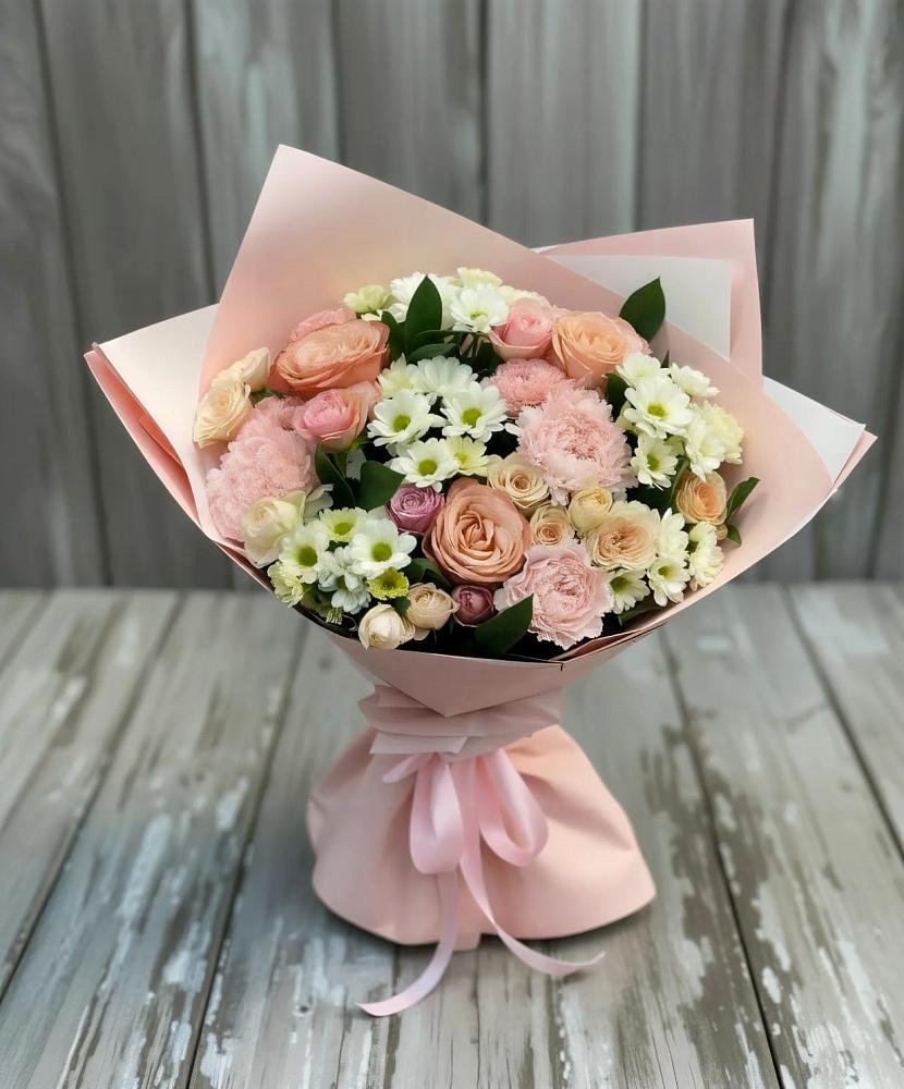 Букет цветов из: Гвоздики, Розы и Хризантемы в Ягодное