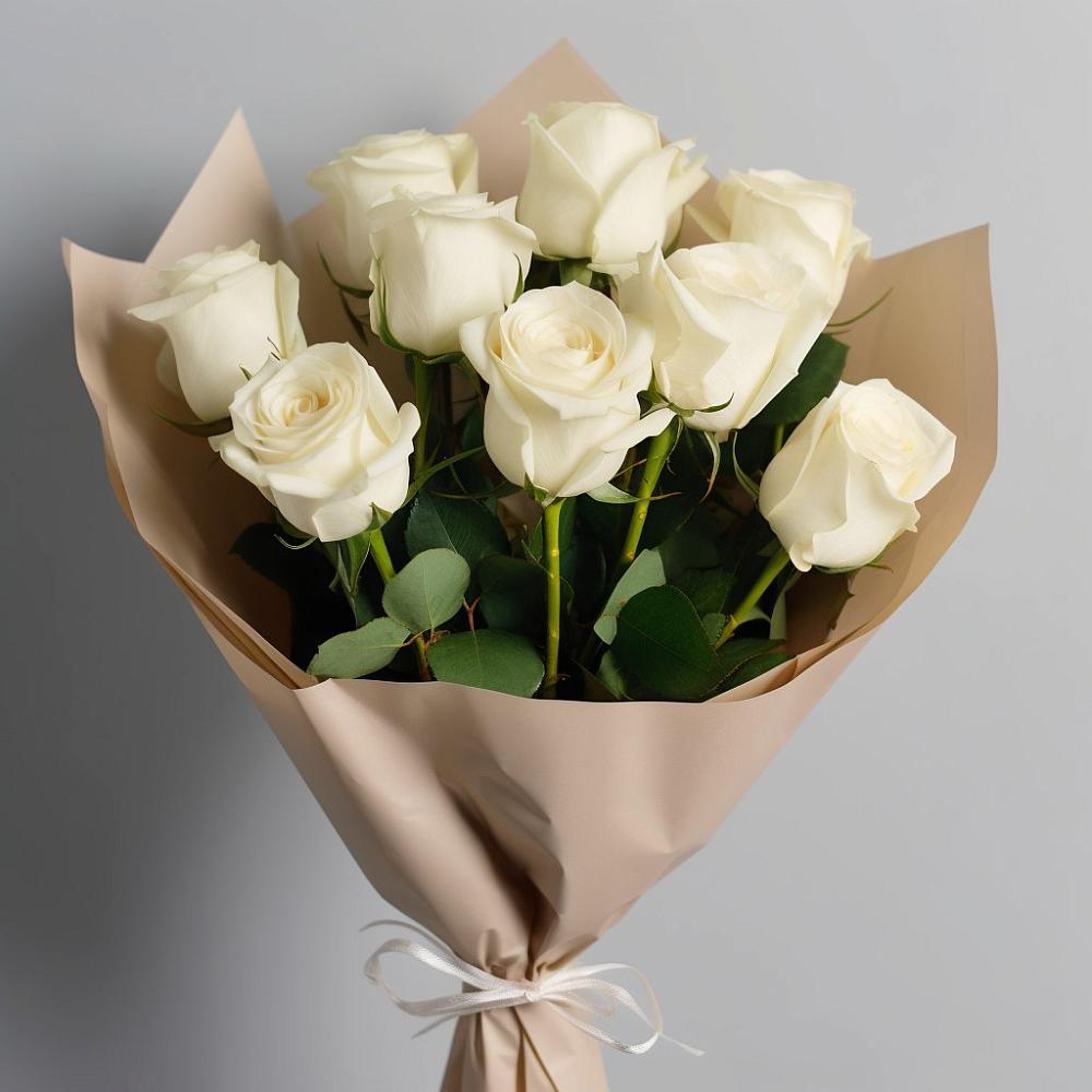 Букет 9 Белых роз Эдлесс Лав в Ягодное