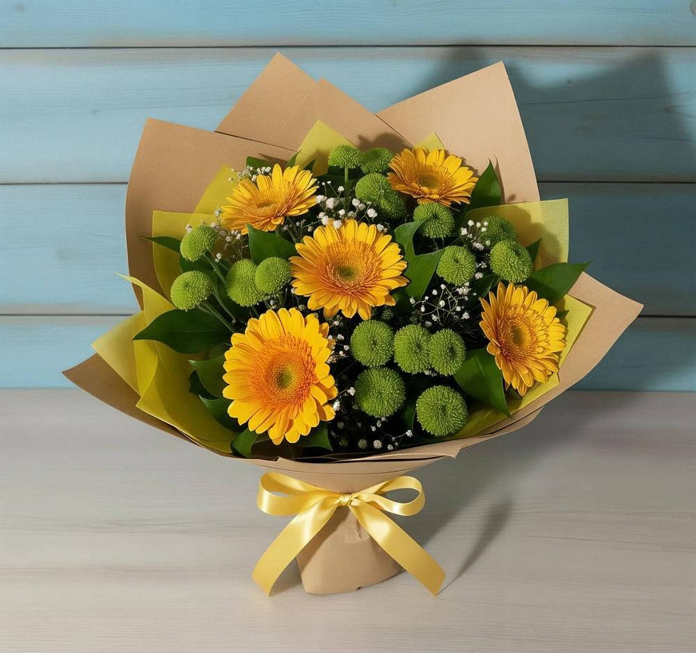 Букет цветов из: Герберы и Хризантемы в Ягодное