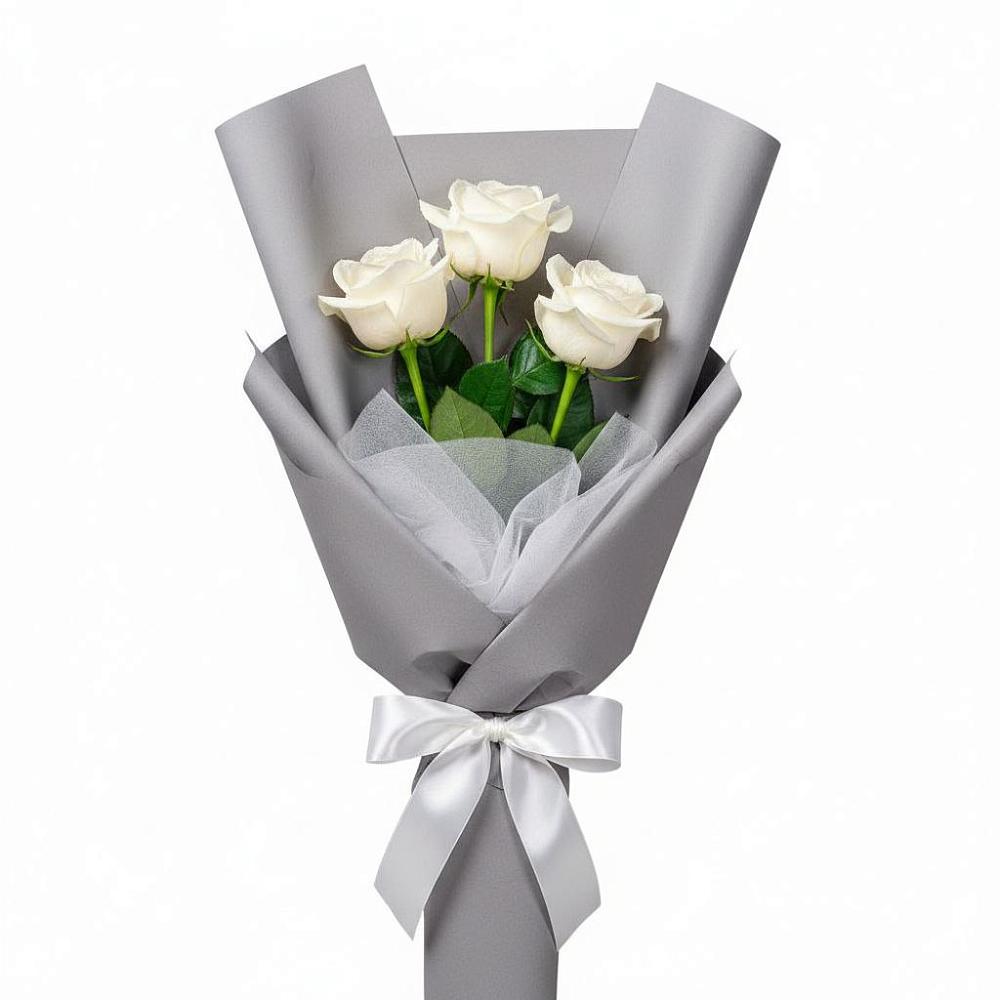 Букет 3 белые розы в Ягодное
