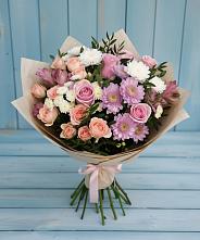 Букет цветов из:  Хризантемы, Розы и Альстромерии #REPLACE_PRED# Ягодное