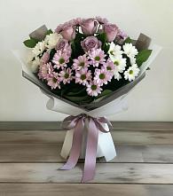 Букет цветов из:  Хризантемы и Розы #REPLACE_PRED# Ягодное