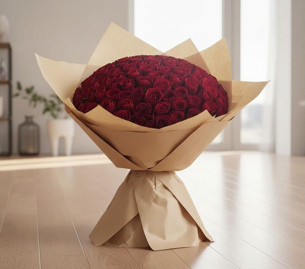 Букет 101 Красная роза в Ягодное