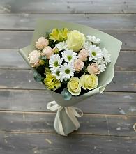 Букет цветов из:  Альстромерии, Розы и Хризантемы в Ягодное