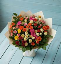 Букет Микс из разноцветных кустовых роз #REPLACE_PRED# Ягодное